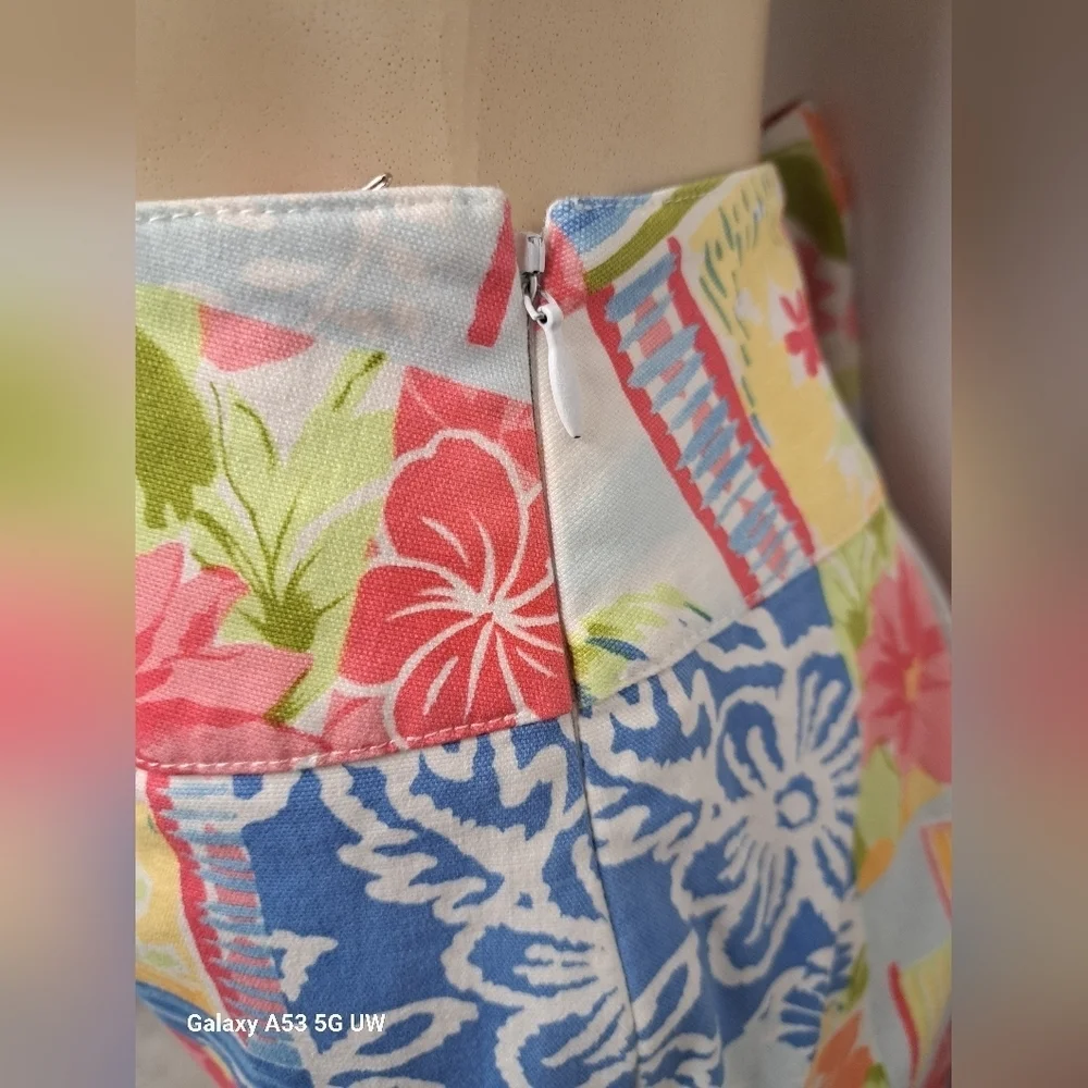 Talbots Petites 12 Mini Skirt Cotton Spandex Beach Colorful Hidden Zipper